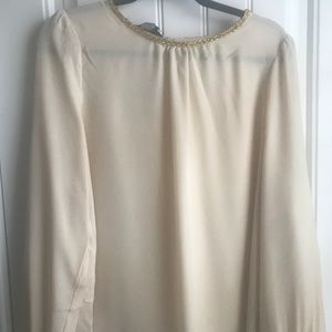 BCBG MAXAZRIA Top, Size XL, Cream with Gold detail